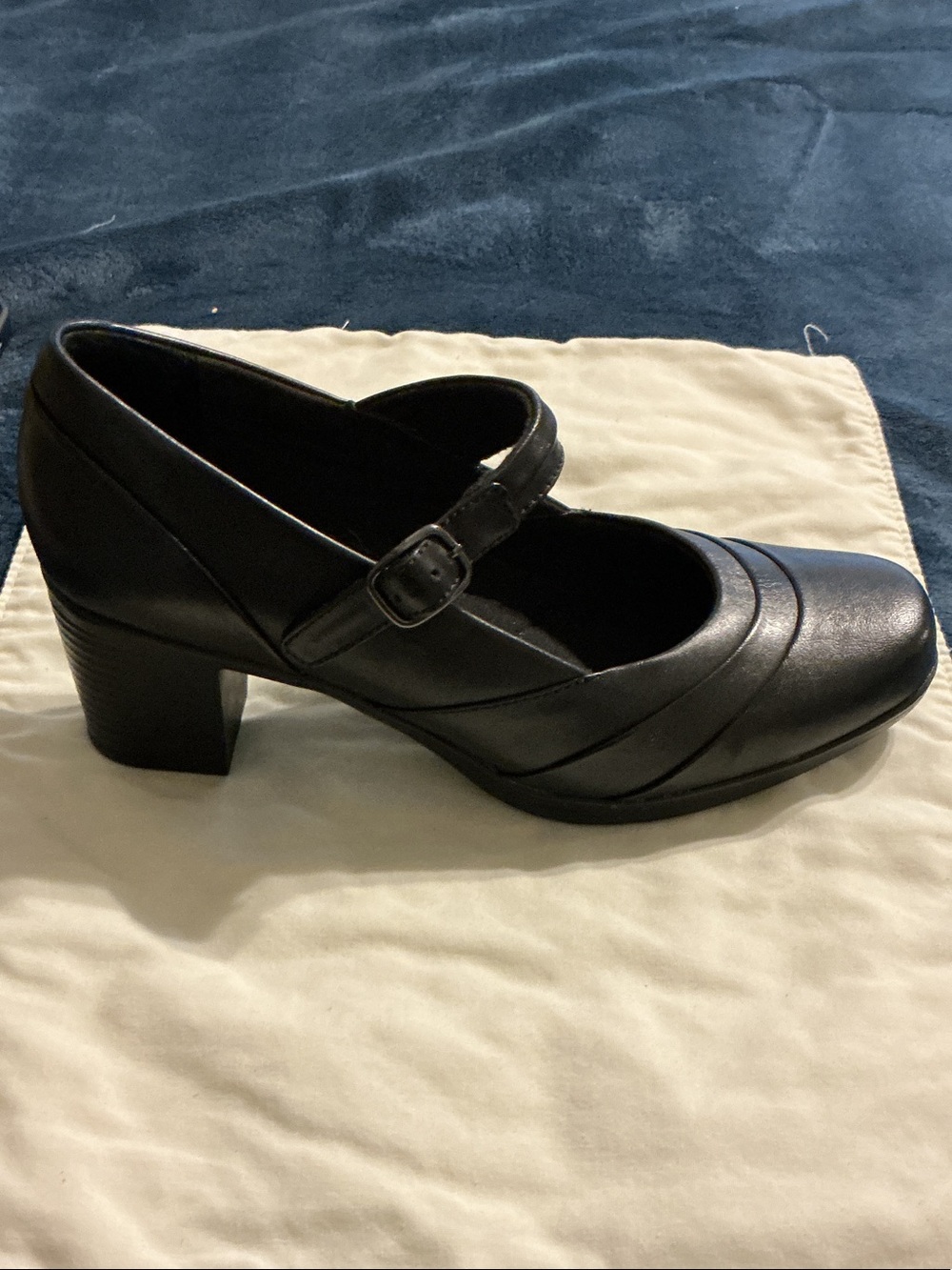 Clarks Black Mary Jane Block Heel